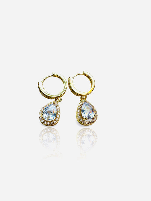 18k gold plated copper earrings with shimmering zirconia stones