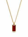 Red Zircon Pendant Necklace – 316L Stainless Steel