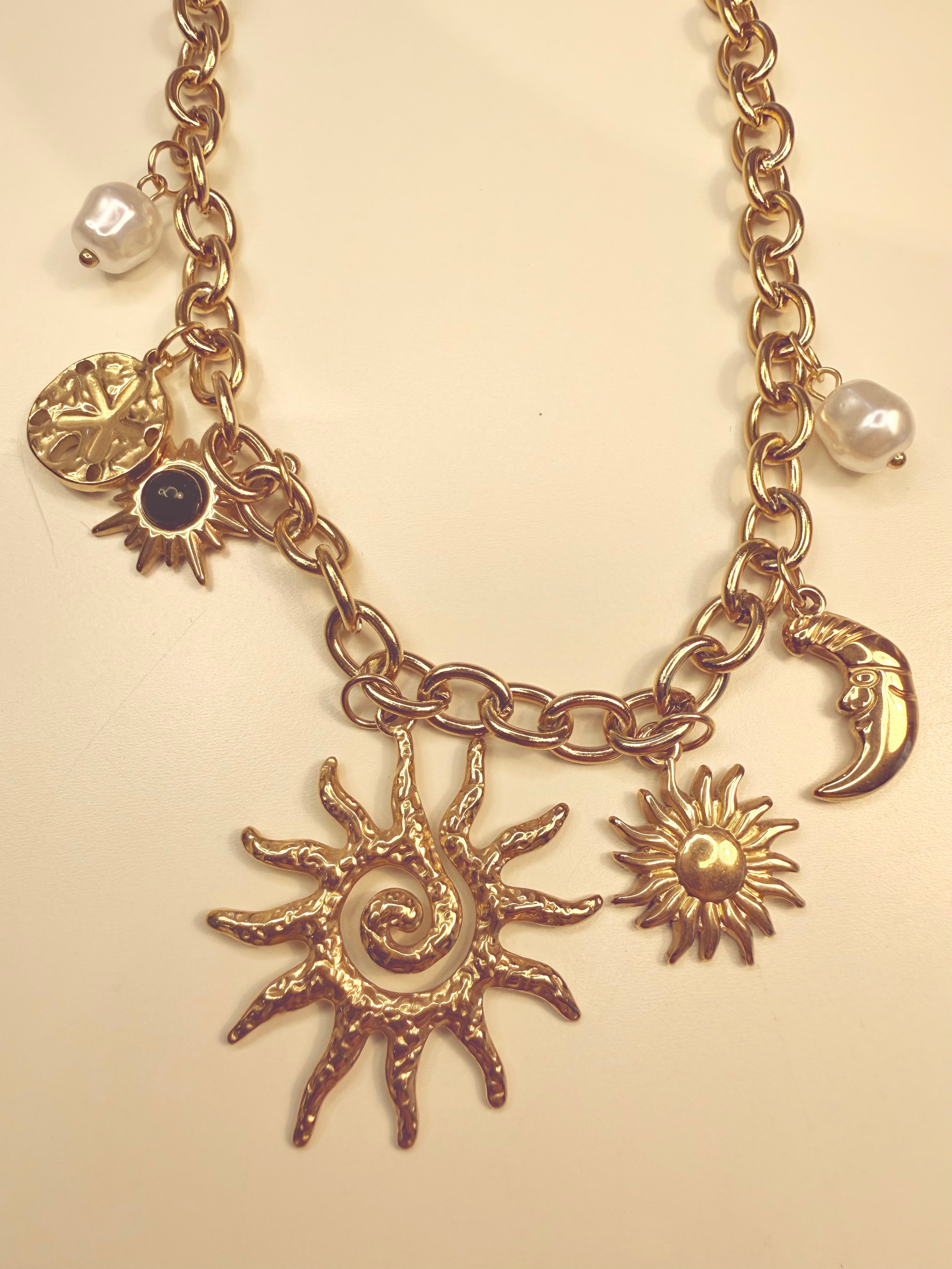 Sun & Moon – 18K Gold-Plated Charm Necklace ✨🌙
