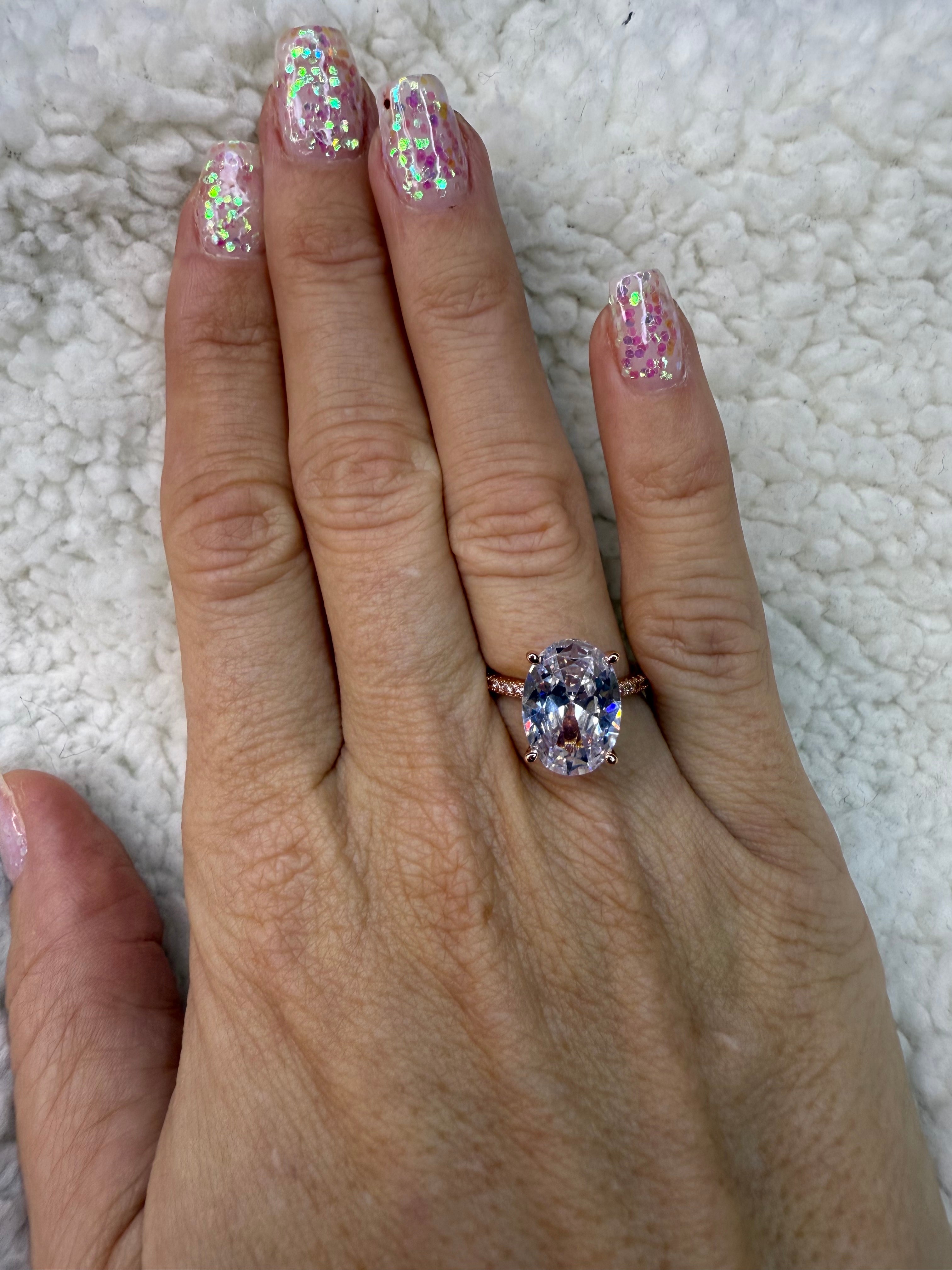 ✨ ca.5 karat Oval Cocktailring – 925 Sterling Sølv ✨