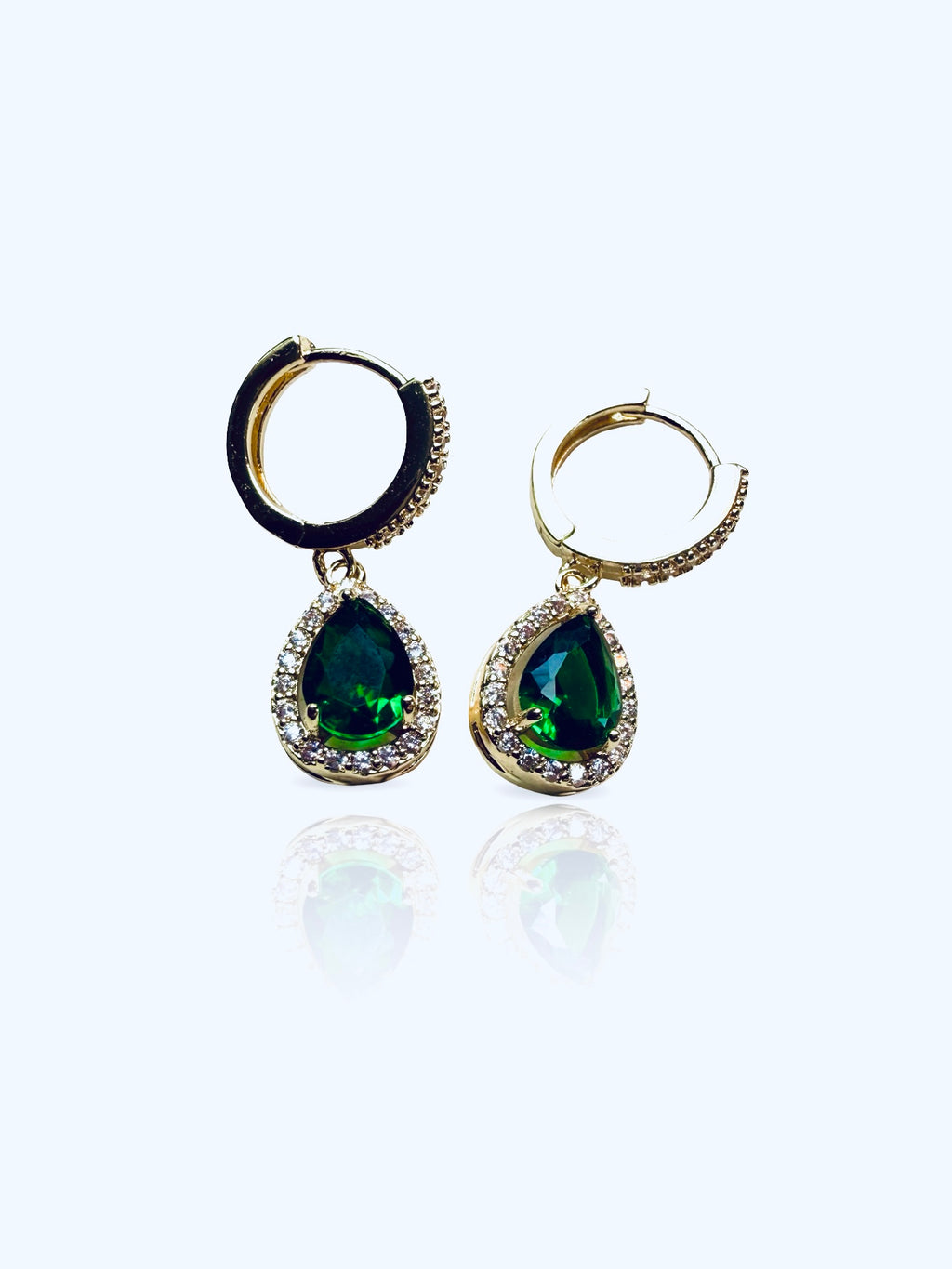 18k gold plated copper earrings with shimmering zirconia stones