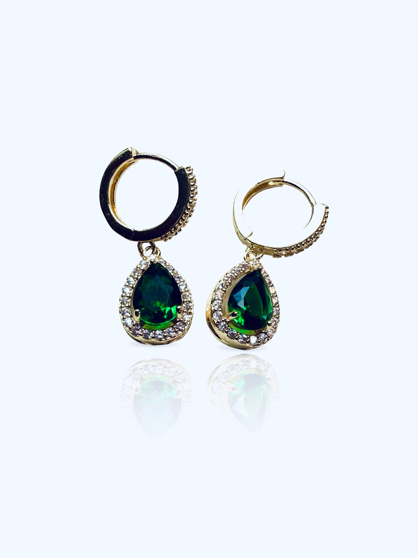 18k gold plated copper earrings with shimmering zirconia stones