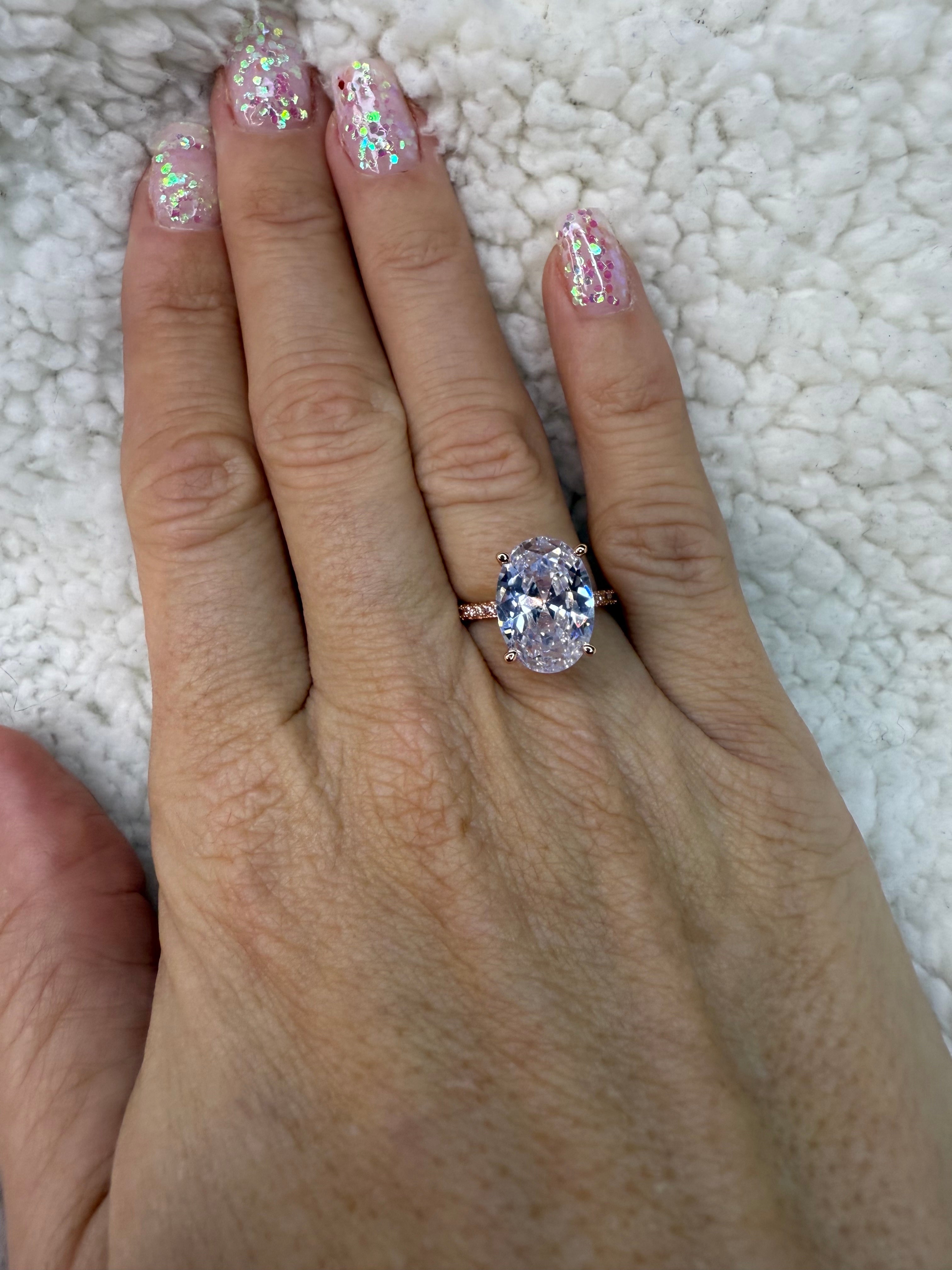 ✨ ca.5 karat Oval Cocktailring – 925 Sterling Sølv ✨