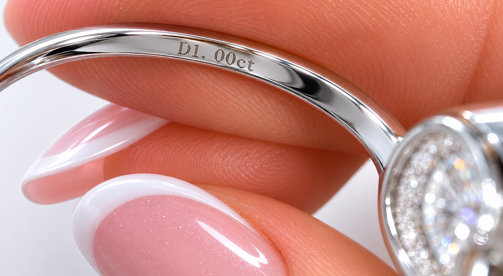 14K hvitt gullring – Klassisk halo-design med cushion-slipt stein